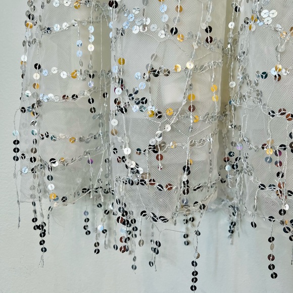 Revolution Dancewear Jazz tap recital tunic, white silver sequins. Size MA. - Picture 6 of 8